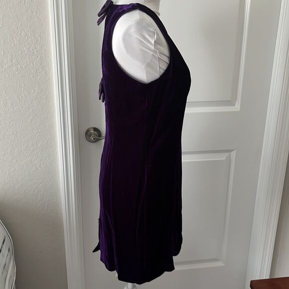 Donna Ricco New York Petite Purple Velvet with Open Back Satin Bows Party Dress - Picture 4 of 11